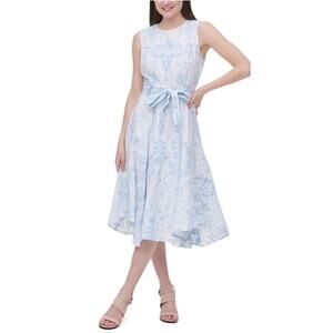 Calvin Klein Blue and White A-Line Sundress